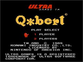 Title screen of Q-bert on the Nintendo NES.