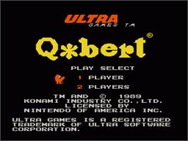 Title screen of Q*bert on the Nintendo NES.