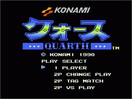 Title screen of Quarth on the Nintendo NES.