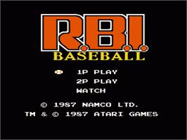 Title screen of RBI Baseball on the Nintendo NES.