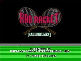 Title screen of Rad Racket - Deluxe Tennis 2 on the Nintendo NES.
