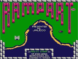 Title screen of Rampart on the Nintendo NES.