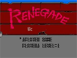 Title screen of Renegade on the Nintendo NES.