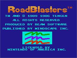 Title screen of Roadblasters on the Nintendo NES.