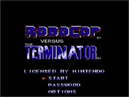 Title screen of Robocop Versus The Terminator on the Nintendo NES.
