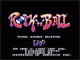 Title screen of Rock 'n Ball on the Nintendo NES.