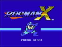 Title screen of Rocman X on the Nintendo NES.