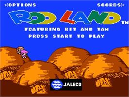 Title screen of Rod Land on the Nintendo NES.