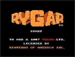 Title screen of Rygar on the Nintendo NES.