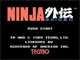 Title screen of Shadow Warriors on the Nintendo NES.