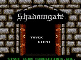 Title screen of Shadowgate on the Nintendo NES.