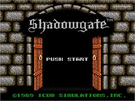 Title screen of Shadowgate on the Nintendo NES.