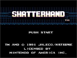 Title screen of Shatterhand on the Nintendo NES.