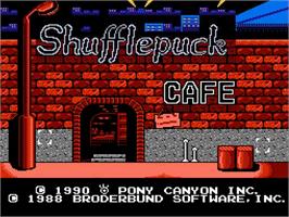 Title screen of Shufflepuck Café on the Nintendo NES.