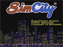 Title screen of Sim City on the Nintendo NES.