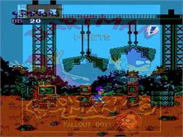 Title screen of Simpsons - Bartman Meets Radioactive Man, The on the Nintendo NES.