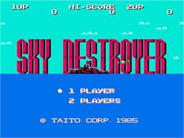 Title screen of Sky Destroyer on the Nintendo NES.