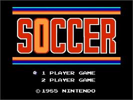 Title screen of Soccer on the Nintendo NES.