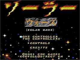 Title screen of Solar Wars on the Nintendo NES.
