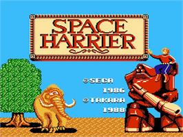 Title screen of Space Harrier on the Nintendo NES.