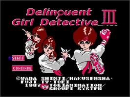 Title screen of Sukeban Deka 3 on the Nintendo NES.