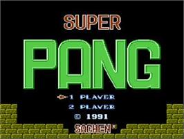 Title screen of Super Pang on the Nintendo NES.
