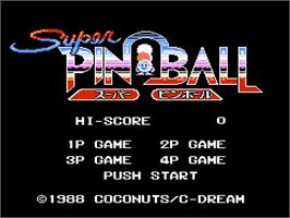 Title screen of Super Pinball on the Nintendo NES.
