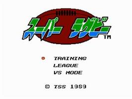 Title screen of Super Rugby on the Nintendo NES.