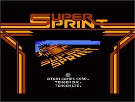 Title screen of Super Sprint on the Nintendo NES.