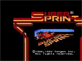 Title screen of Super Sprint on the Nintendo NES.