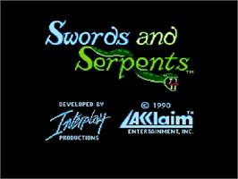Title screen of Swords And Serpents on the Nintendo NES.