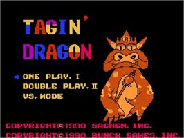 Title screen of Tagin' Dragon on the Nintendo NES.