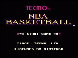 Title screen of Tecmo NBA Basketball on the Nintendo NES.