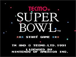Title screen of Tecmo Super Bowl on the Nintendo NES.