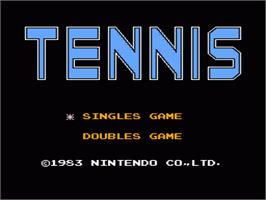 Title screen of Tennis on the Nintendo NES.