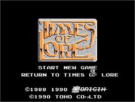 Title screen of Times Of Lore on the Nintendo NES.