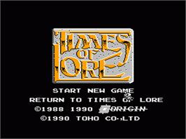 Title screen of Times of Lore on the Nintendo NES.