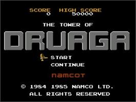 Title screen of Tower Of Druaga, The on the Nintendo NES.