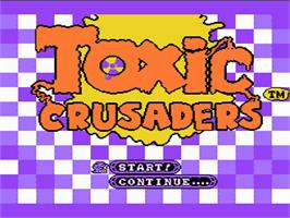 Title screen of Toxic Crusaders on the Nintendo NES.