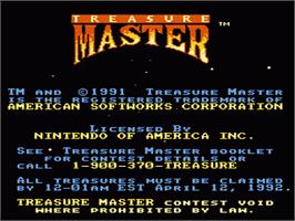 Title screen of Treasure Master on the Nintendo NES.
