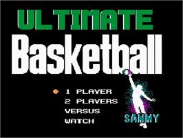 Title screen of Ultimate Basketball on the Nintendo NES.