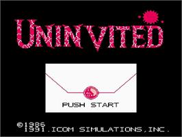 Title screen of Uninvited on the Nintendo NES.