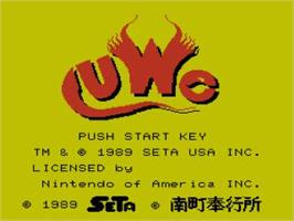 Title screen of Uwc on the Nintendo NES.