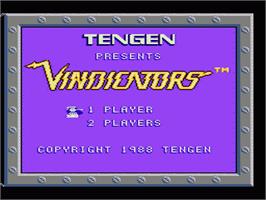 Title screen of Vindicators on the Nintendo NES.