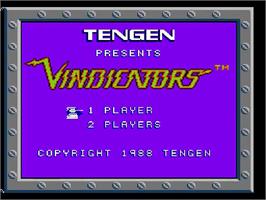 Title screen of Vindicators on the Nintendo NES.