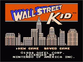 Title screen of Wall Street Kid on the Nintendo NES.