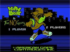 Title screen of Wally Bear And The No! Gang on the Nintendo NES.