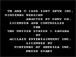 Title screen of Winter Games on the Nintendo NES.