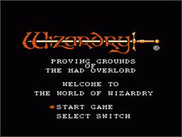 Title screen of Wizardry: Proving Grounds of the Mad Overlord on the Nintendo NES.