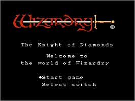 Title screen of Wizardry Knight Of Diamonds - The Second Scenario on the Nintendo NES.